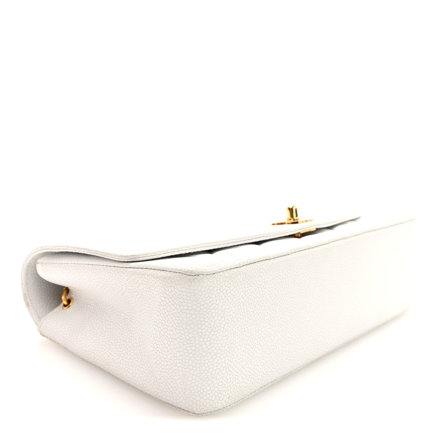 Caviar Quilted Medium Single Flap White