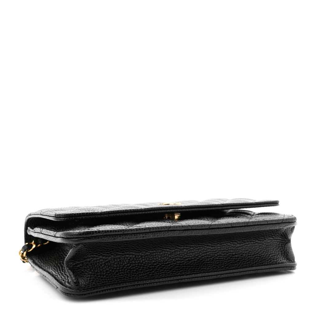 Caviar Quilted Wallet on Chain WOC Black