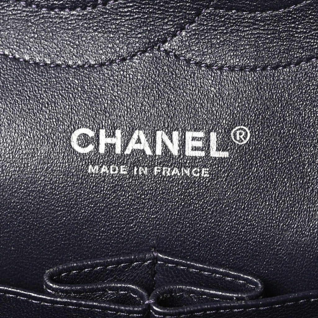 Lambskin Quilted Jumbo Double Flap Navy