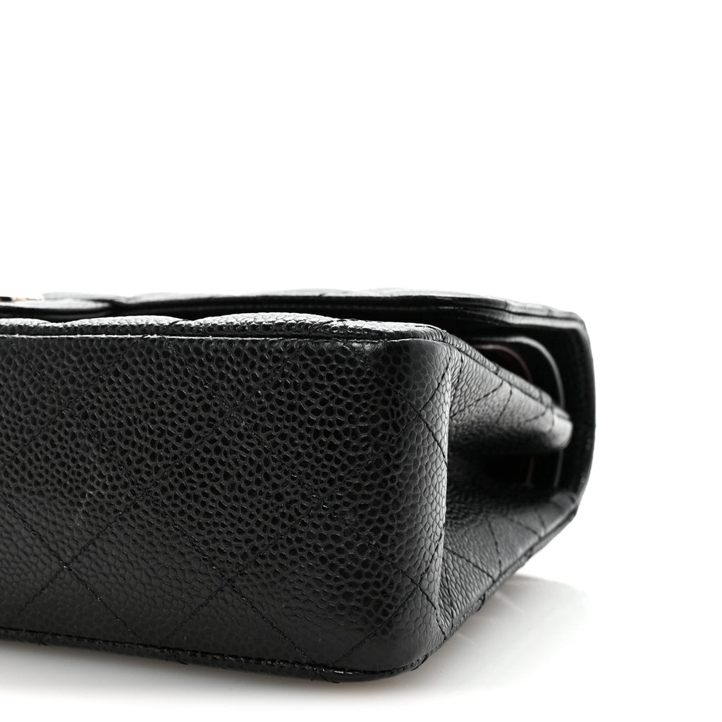 Caviar Quilted Medium Double Flap Black