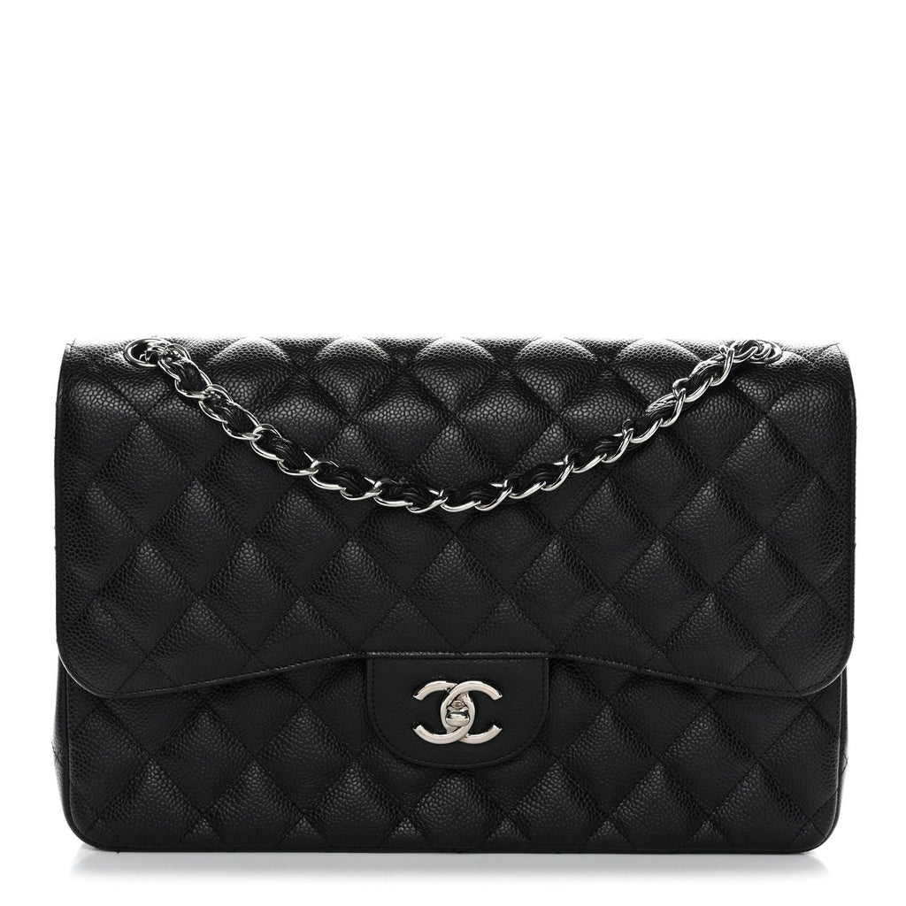 Caviar Quilted Jumbo Double Flap Black