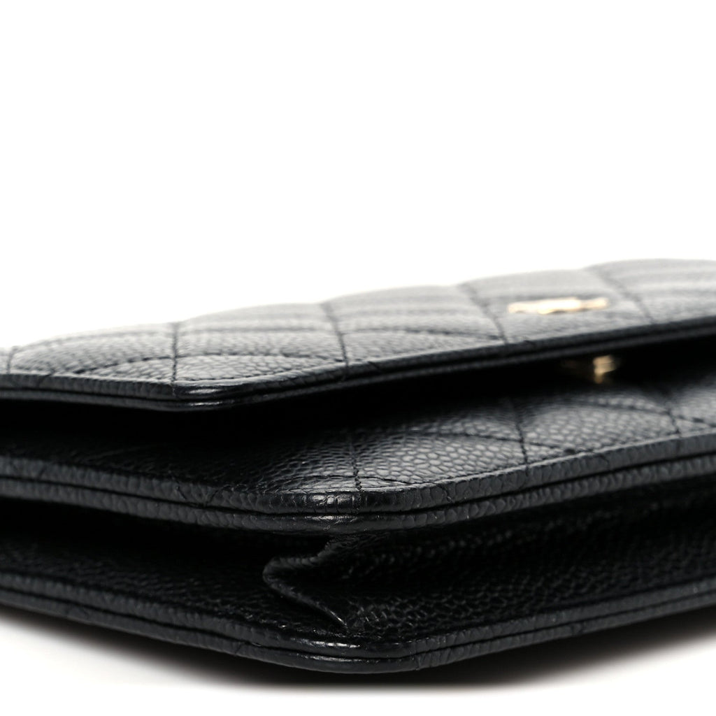 Caviar Quilted Wallet on Chain WOC Black
