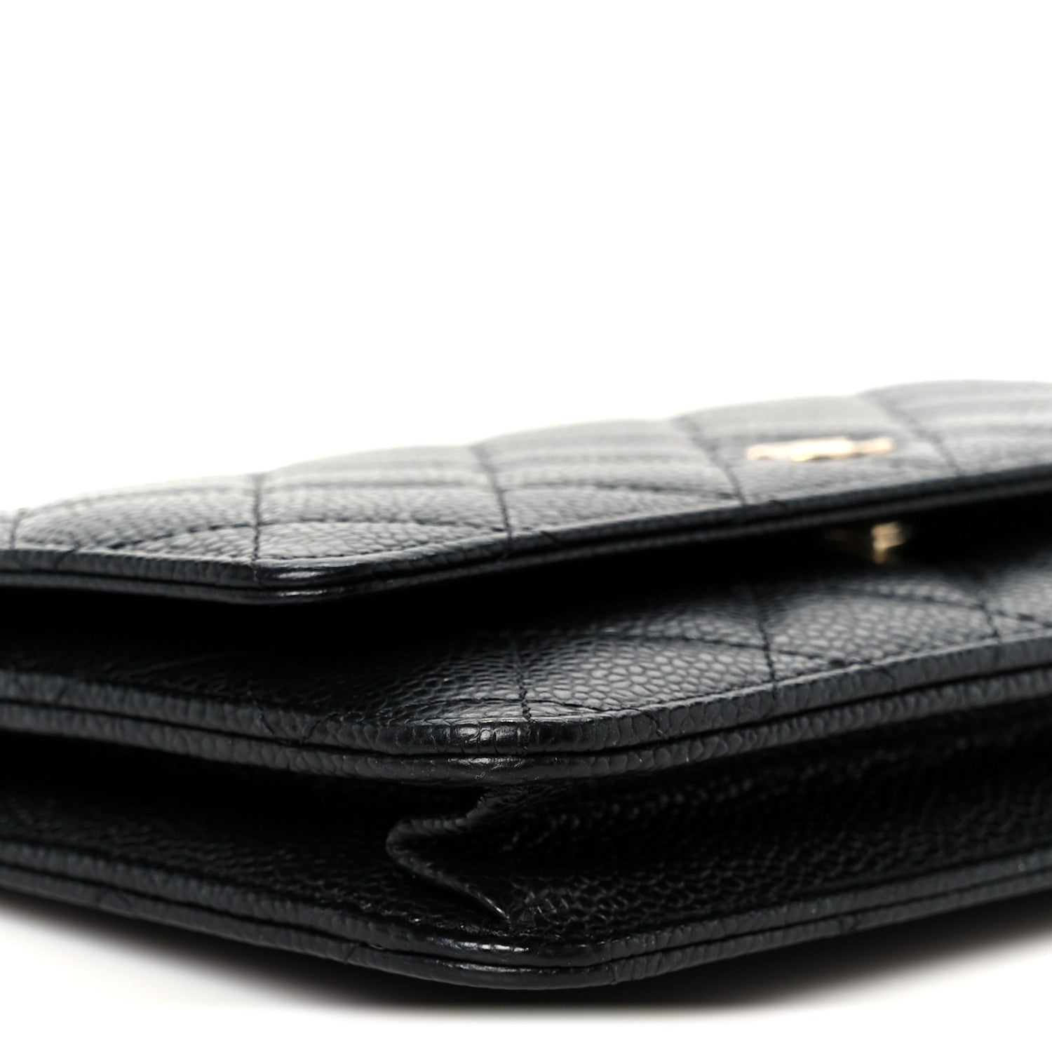 Caviar Quilted Wallet on Chain WOC Black