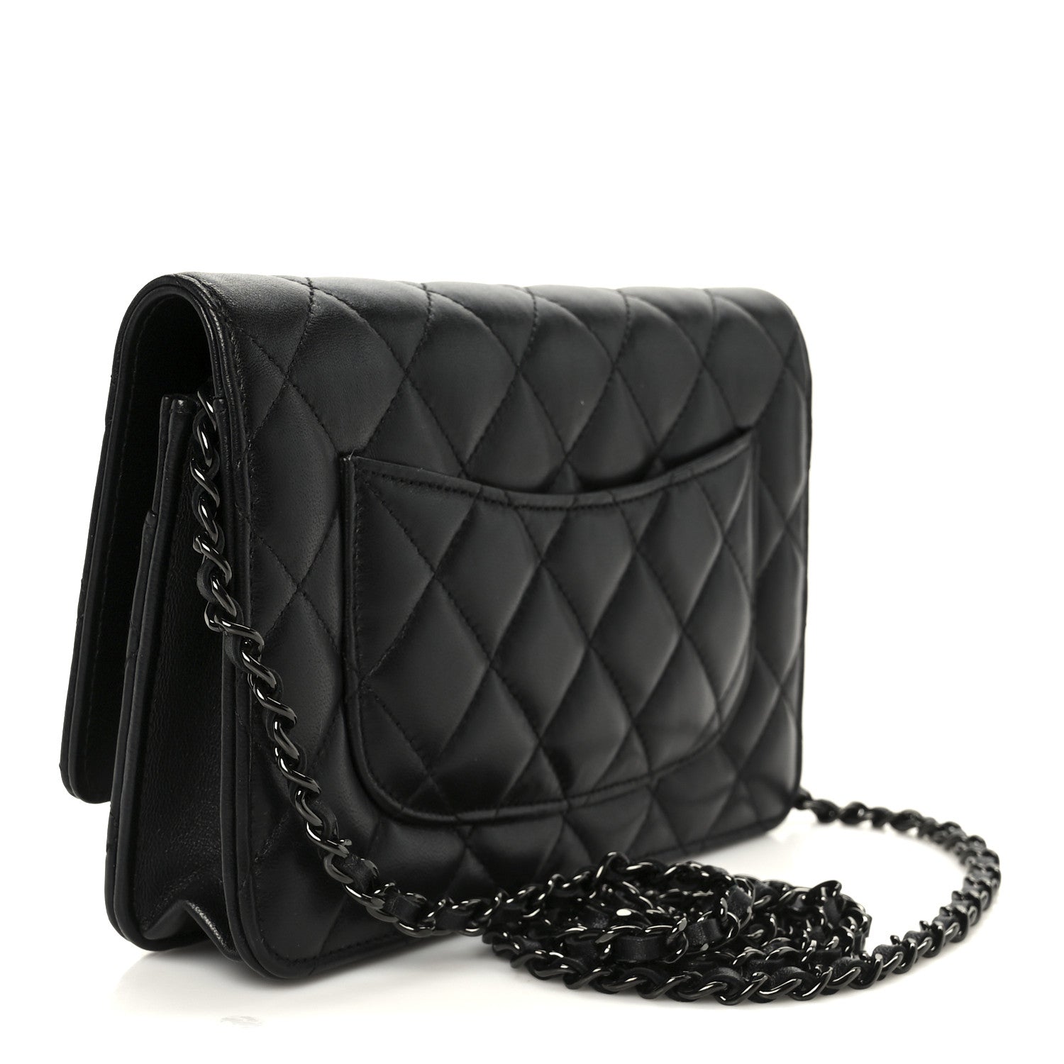 Lambskin Quilted Wallet On Chain WOC So Black