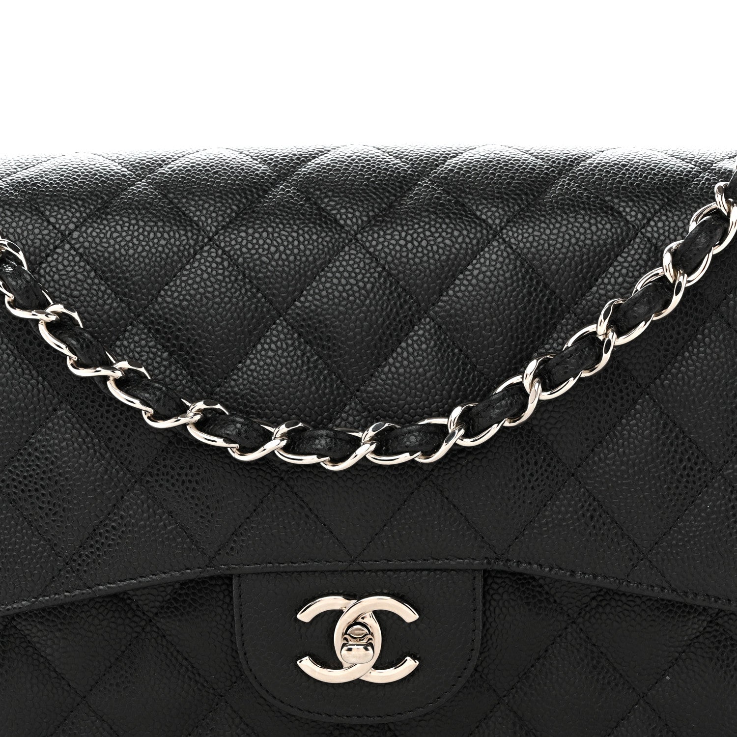 Caviar Quilted Jumbo Double Flap Black