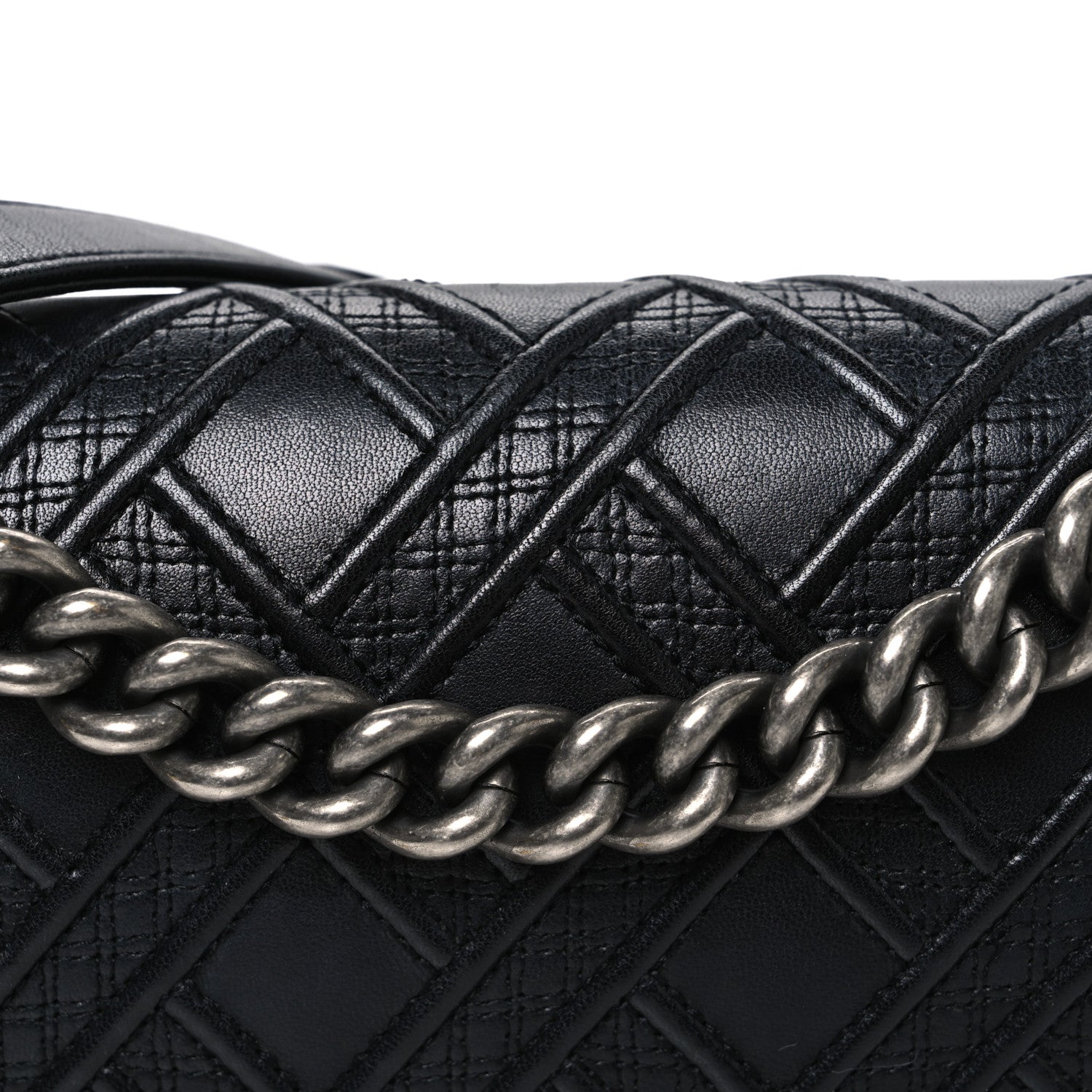 Lambskin Stitched Medium Boy Flap Black