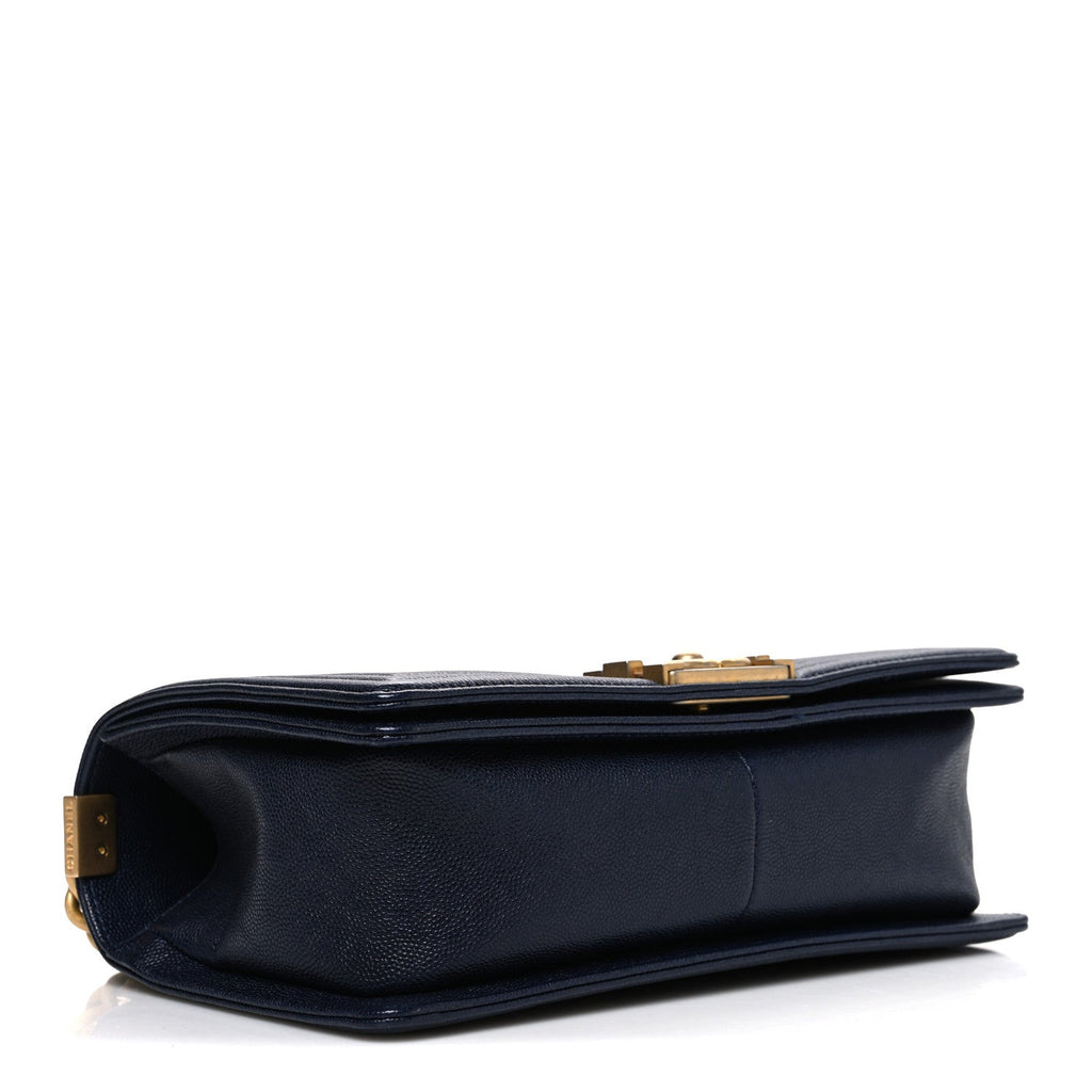 Caviar Quilted Medium Boy Flap Navy