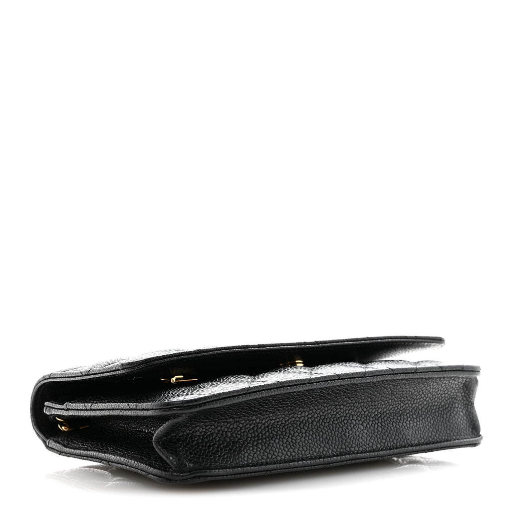 Caviar Quilted Wallet on Chain WOC Black