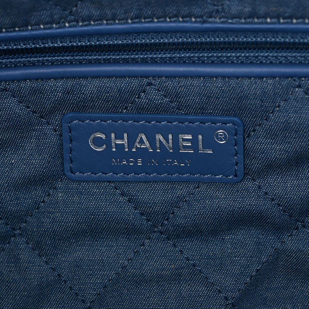 Denim Quilted Chanel 22 Blue