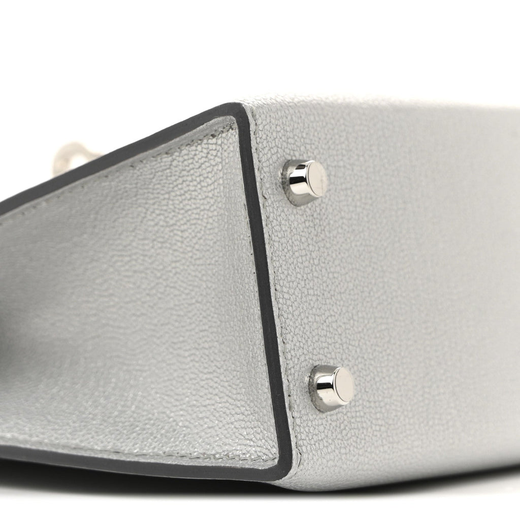 Metallic Chevre Chamkilight Mini Kelly Sellier 20 Argent