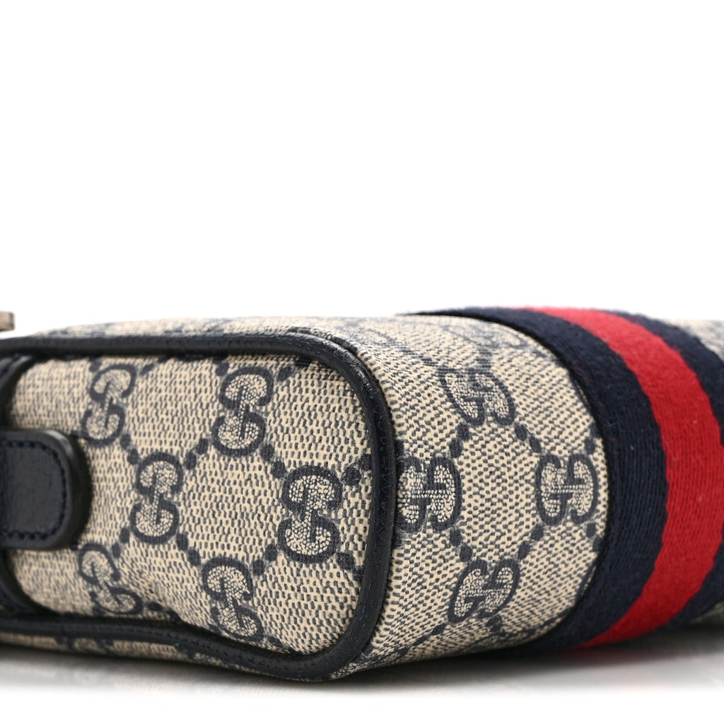 GG Supreme Monogram Textured Calfskin Web Mini Ophidia Messenger Beige Blue