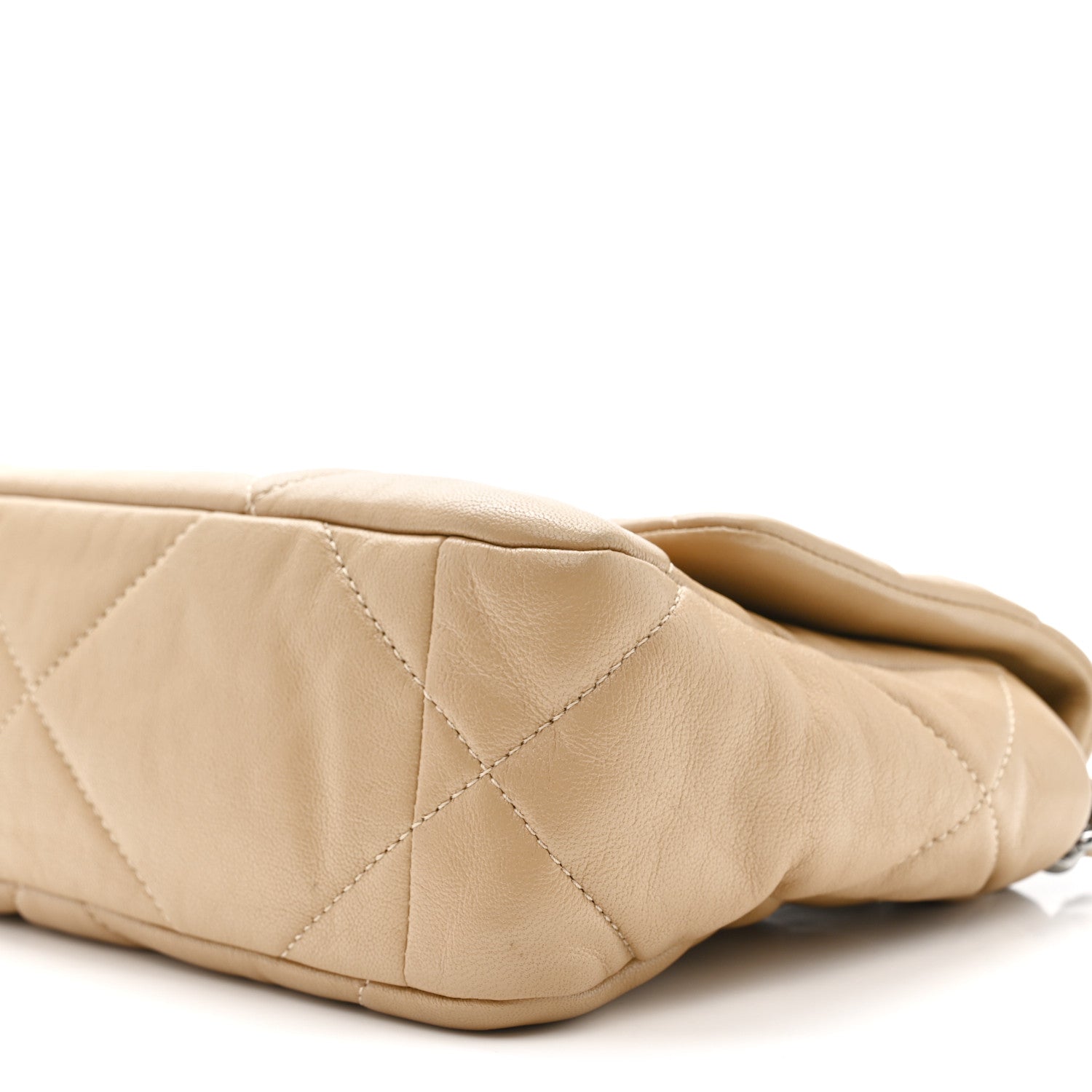 Goatskin Quilted Medium Chanel 19 Flap Dark Beige