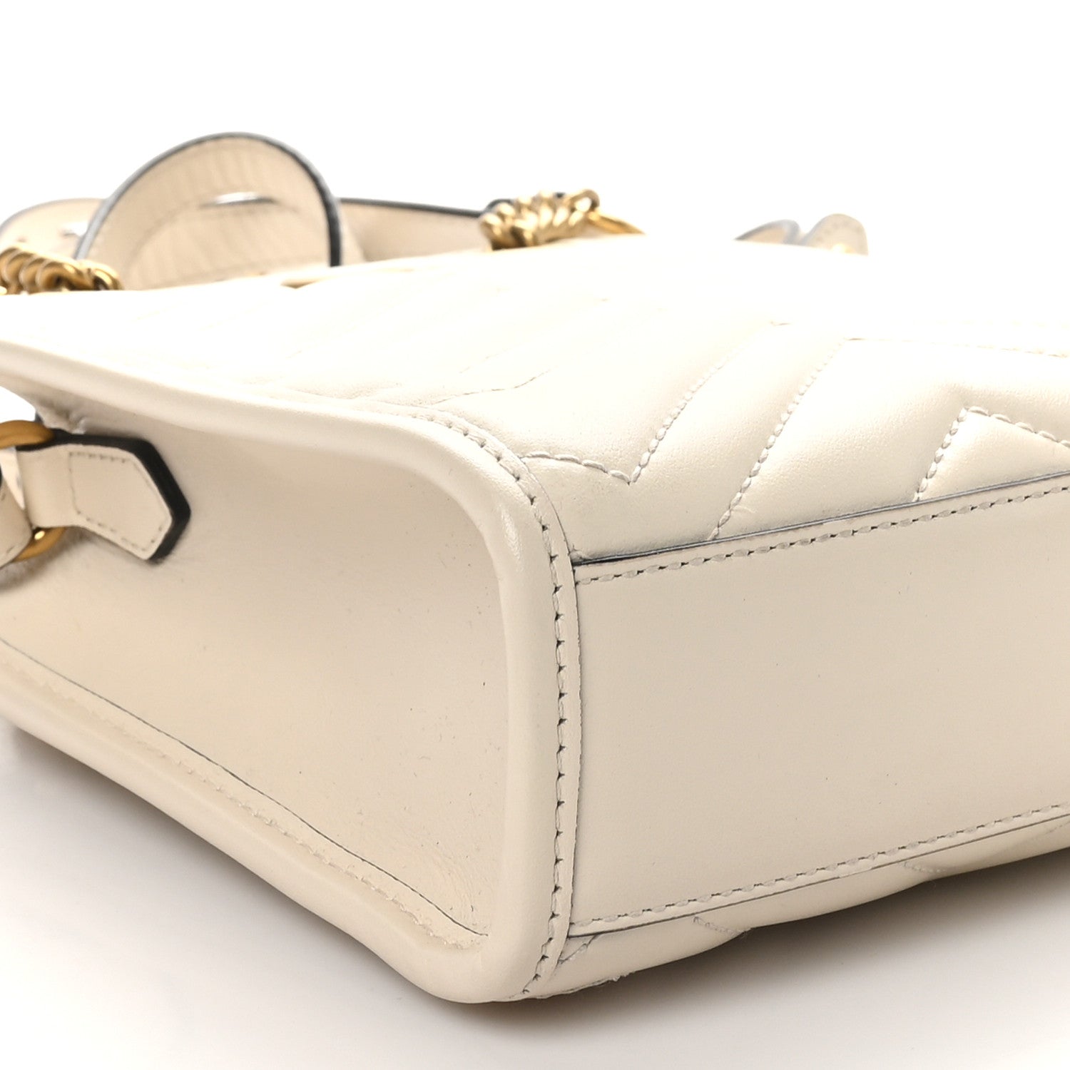 Calfskin Matelasse Chevron Mini GG Marmont Tote Mystic White