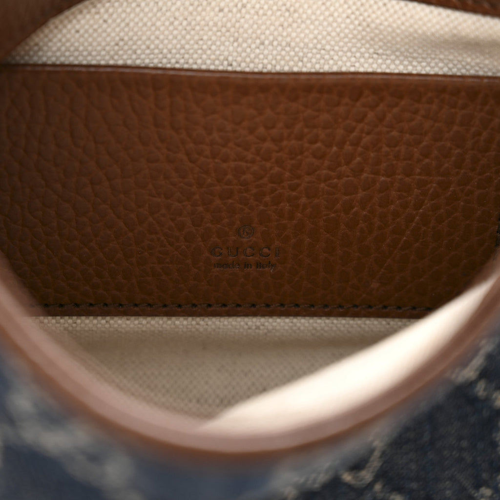New Denim GG Monogram Calfskin Mini Jackie 1961 Hobo Blue Tea Cuir