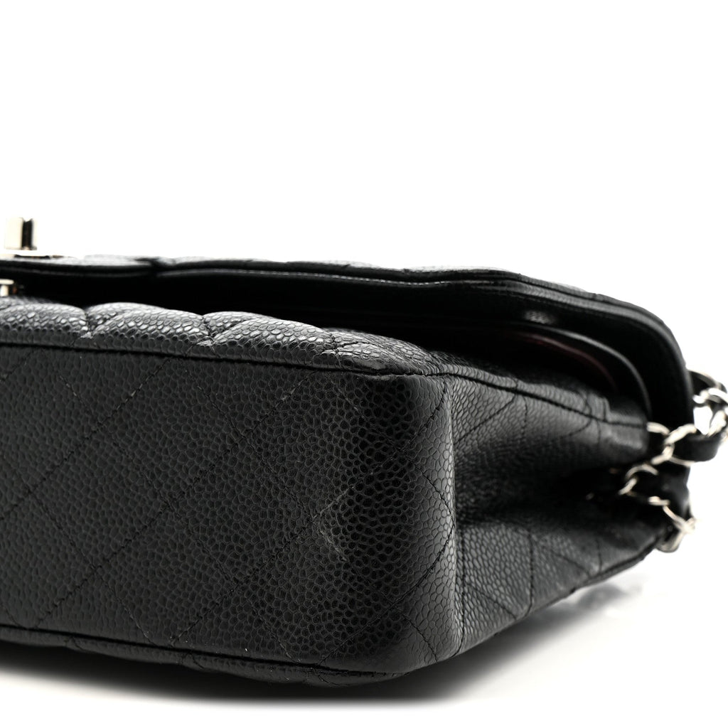 Caviar Quilted Medium Double Flap Black