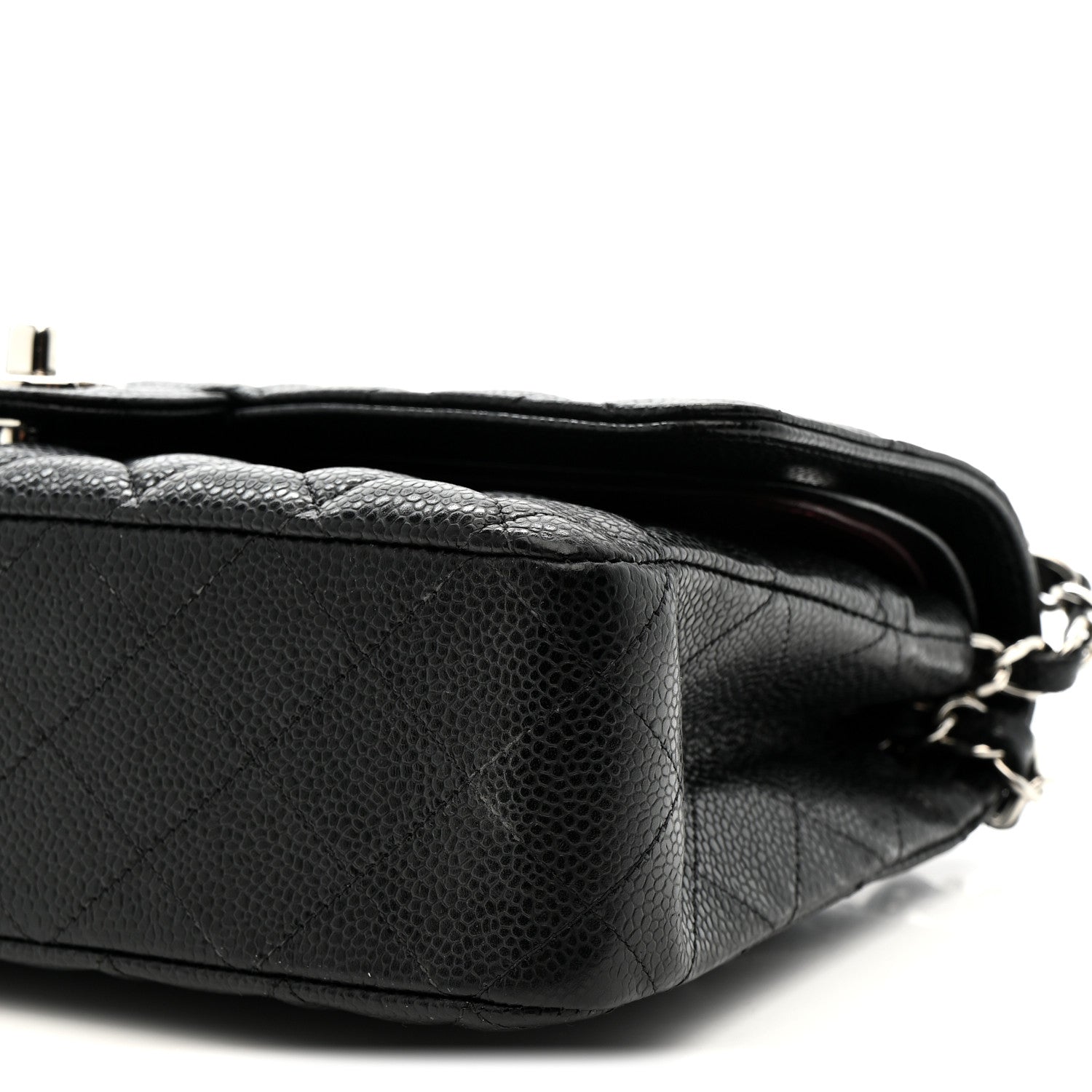 Caviar Quilted Medium Double Flap Black