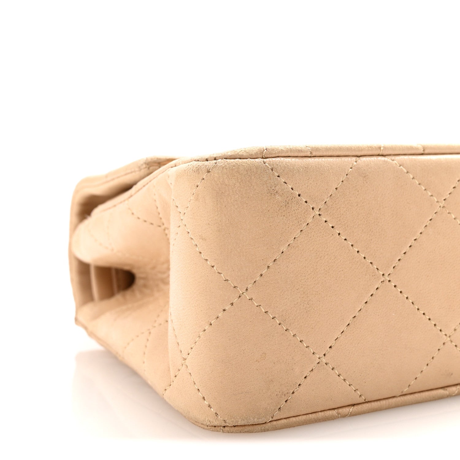 Lambskin Quilted Small Double Flap Beige
