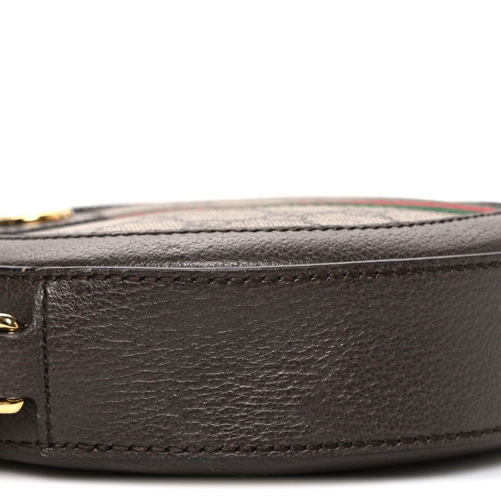 GG Supreme Monogram Web Mini Ophidia Round Shoulder Bag Brown