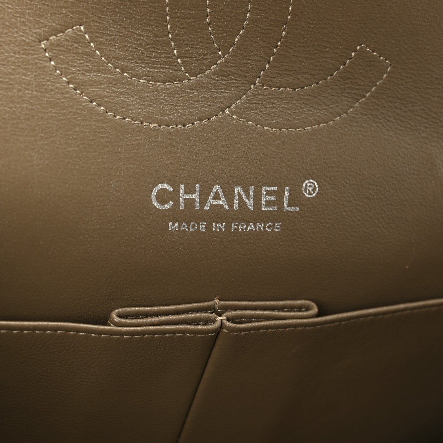 Crinkled Patent Quilted Medium Double Flap Beige