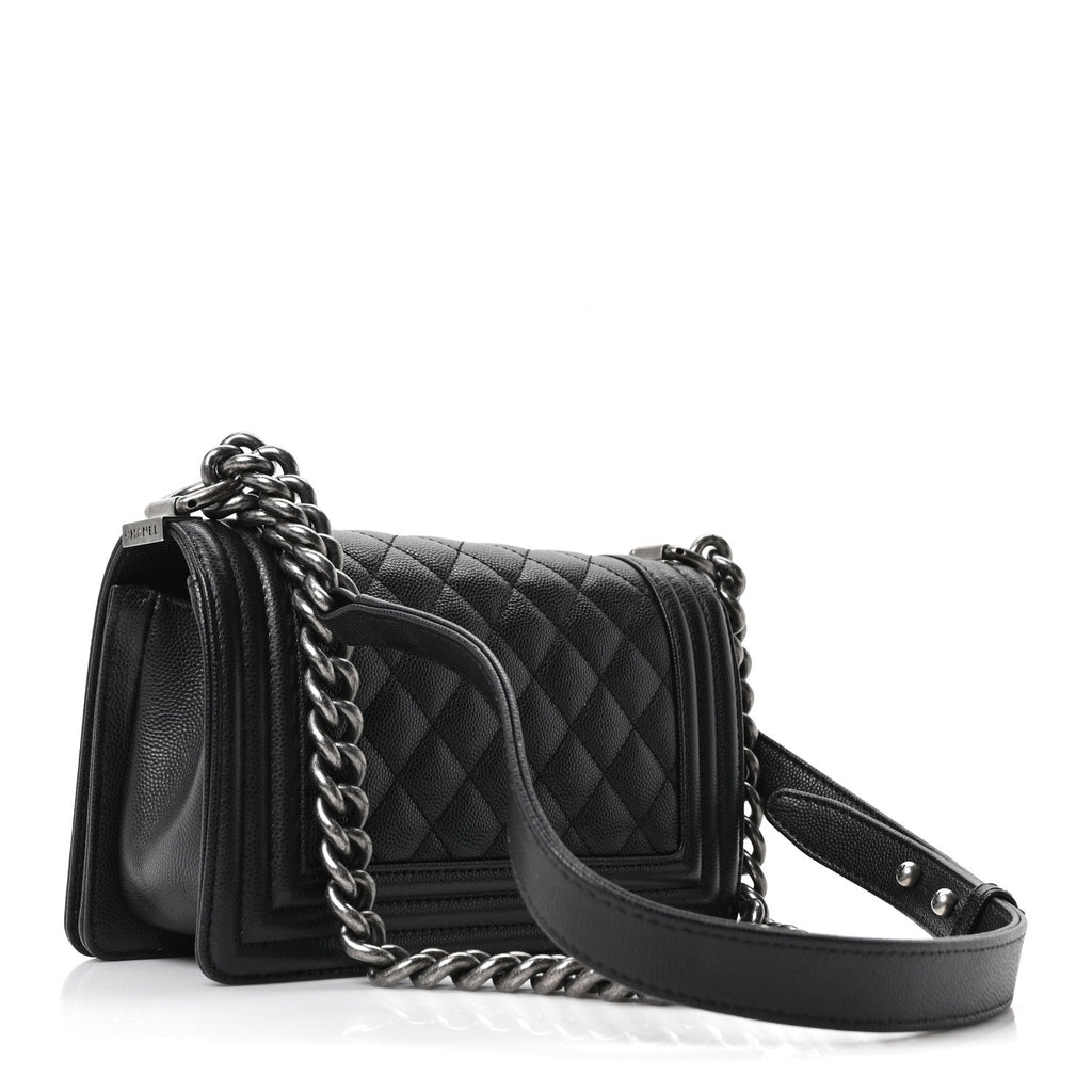 Caviar Quilted Small Boy Flap Black