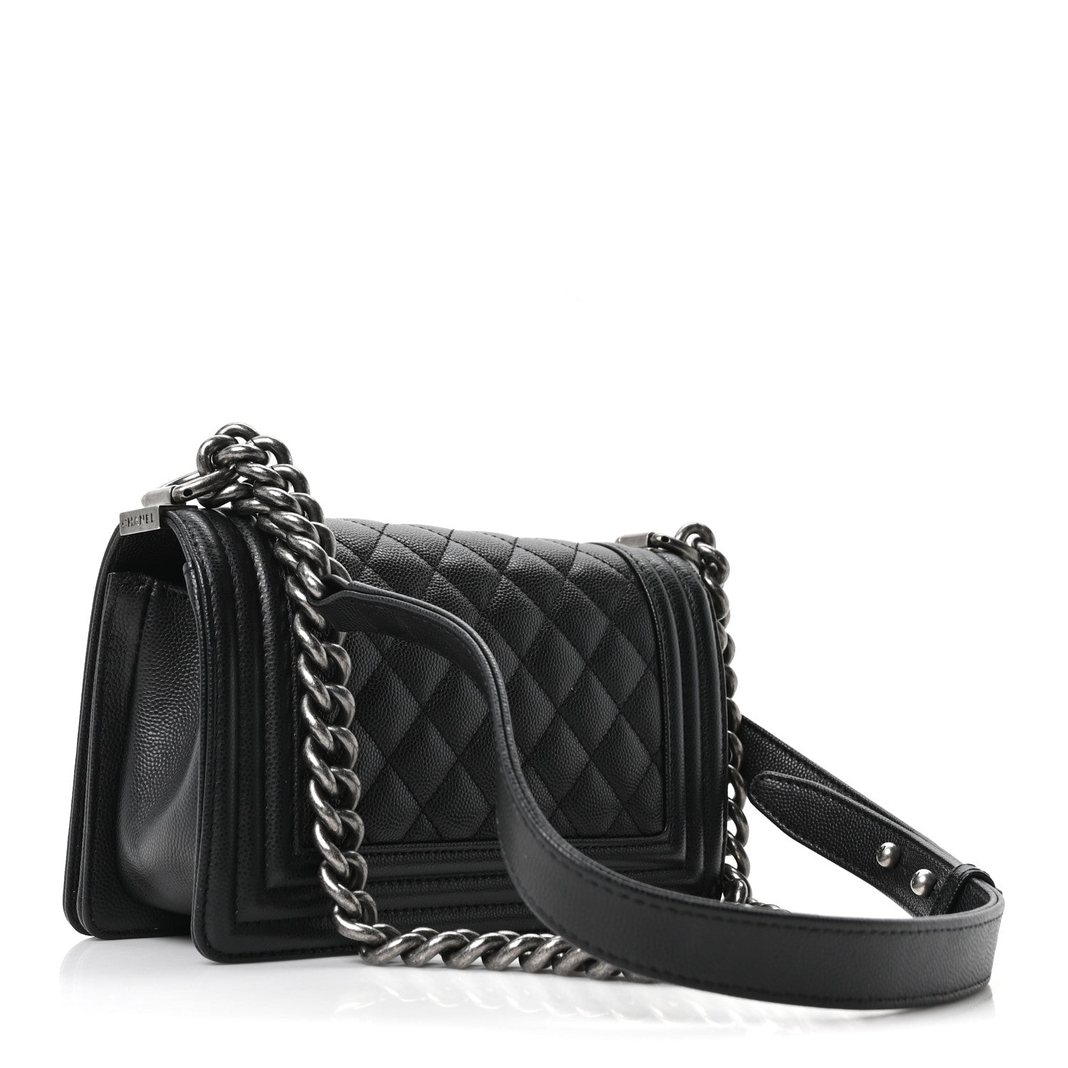 Caviar Quilted Small Boy Flap Black