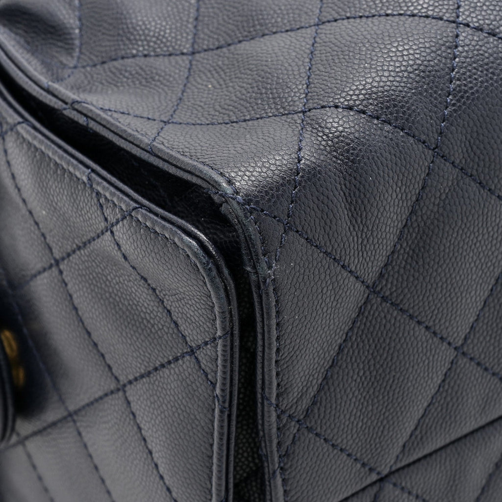 Caviar Quilted Medium Chanel 25 Handbag Dark Navy