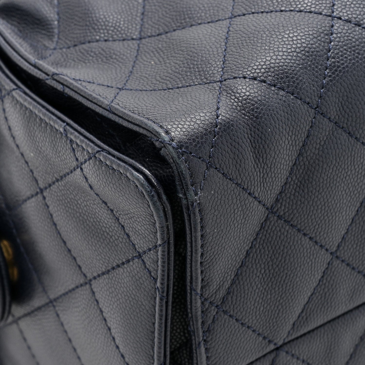Caviar Quilted Medium Chanel 25 Handbag Dark Navy