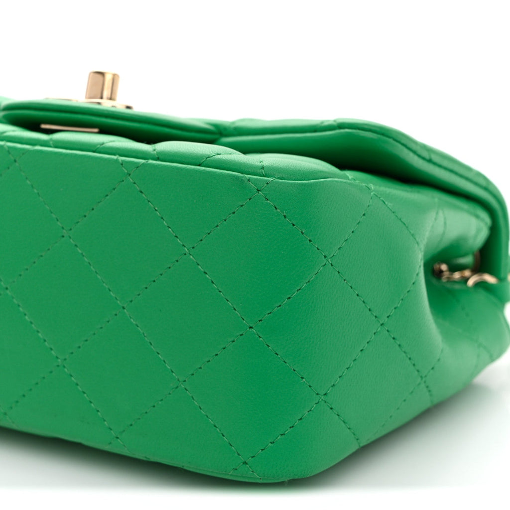 Lambskin Quilted Mini Square Flap Green