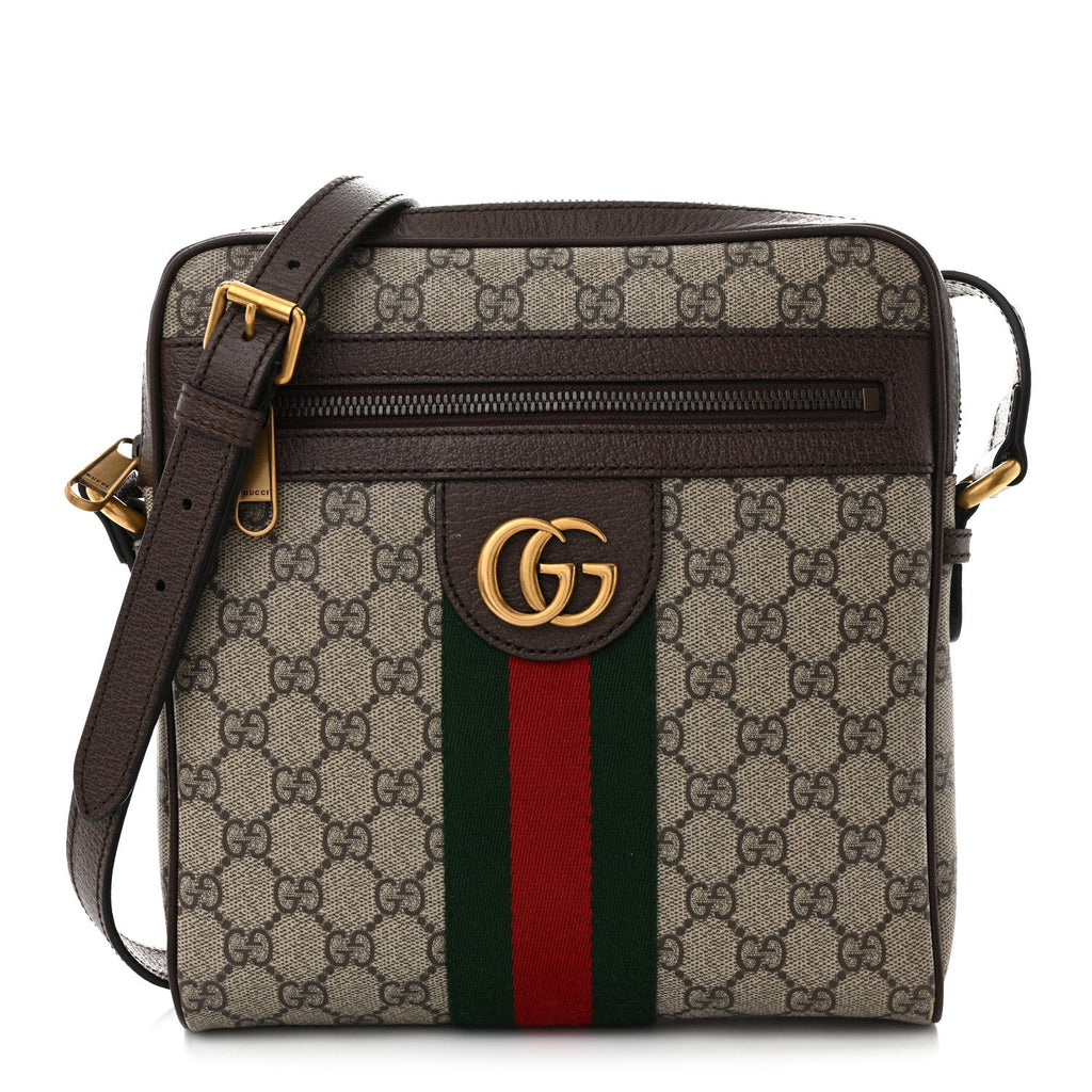 GG Supreme Monogram Web Small Ophidia Messenger Bag Brown