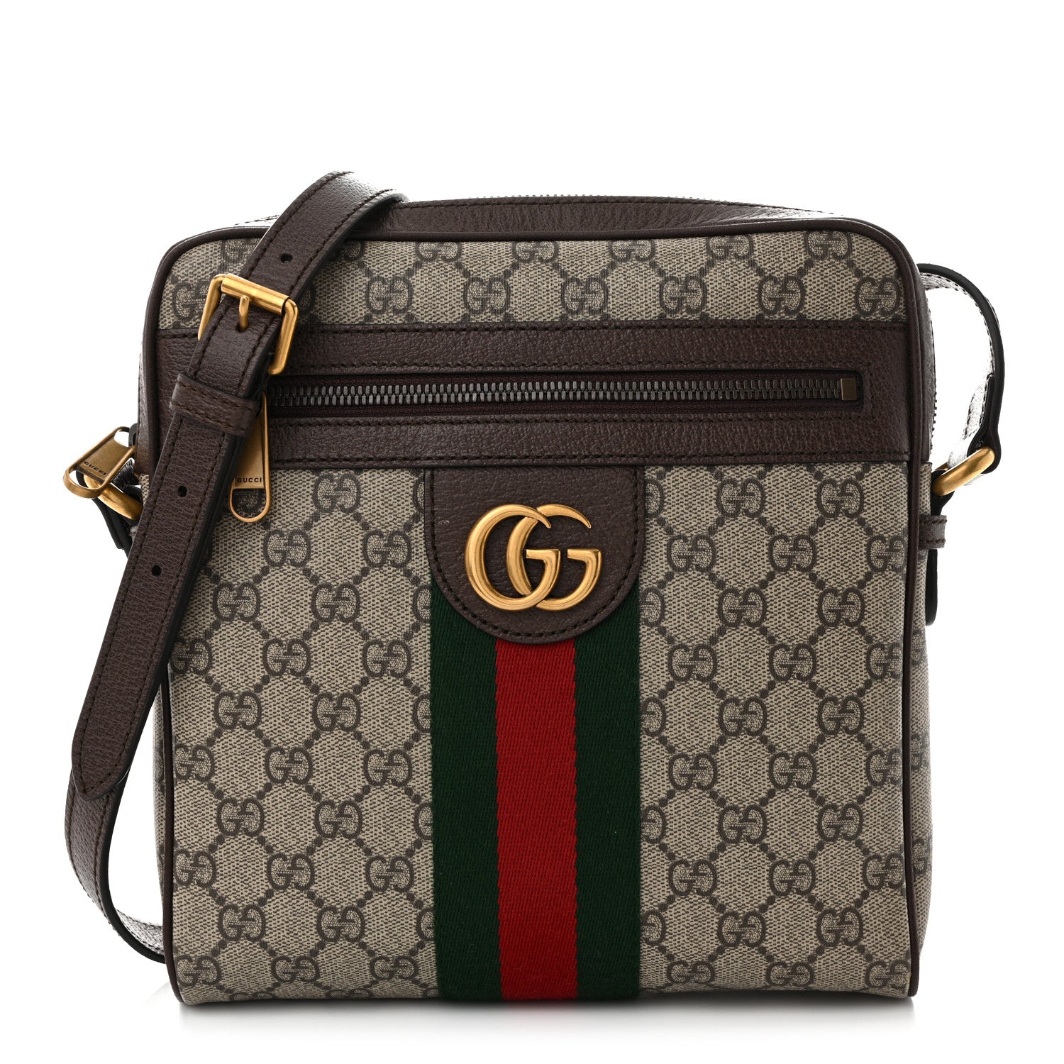 GG Supreme Monogram Web Small Ophidia Messenger Bag Brown