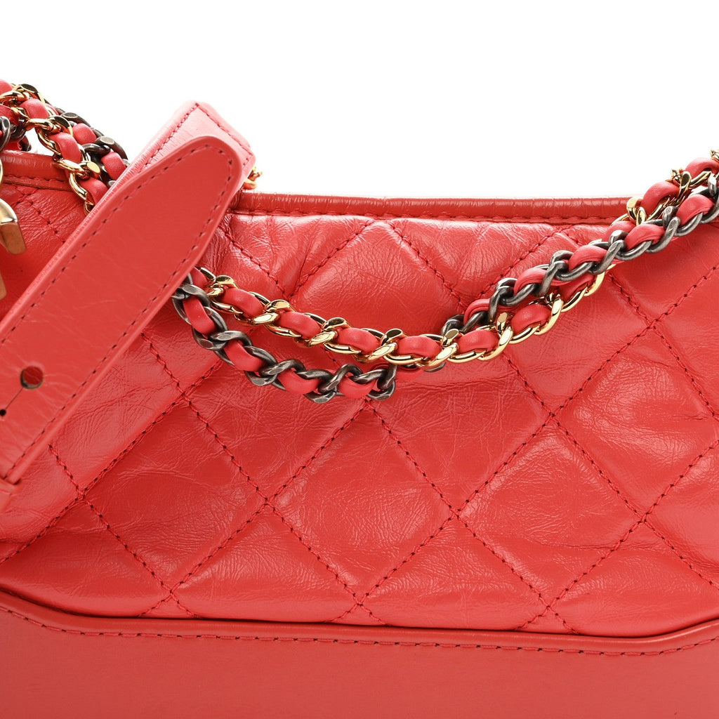 Aged Calfskin Quilted Small Gabrielle Hobo Pink