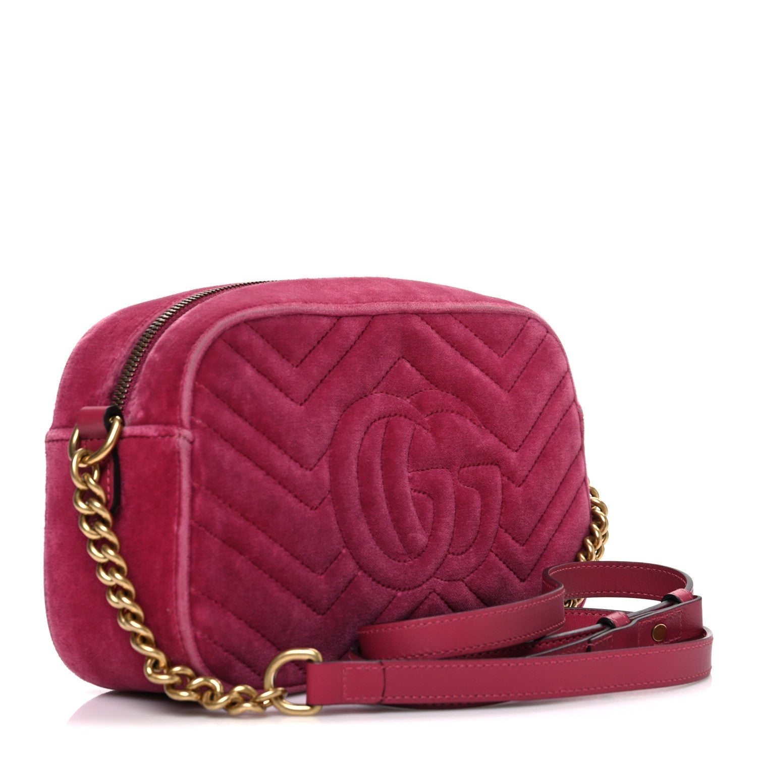Velvet Matelasse Small GG Marmont Chain Shoulder Bag Light Raspberry Rose