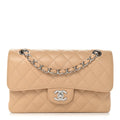 Caviar Quilted Small Double Flap Beige