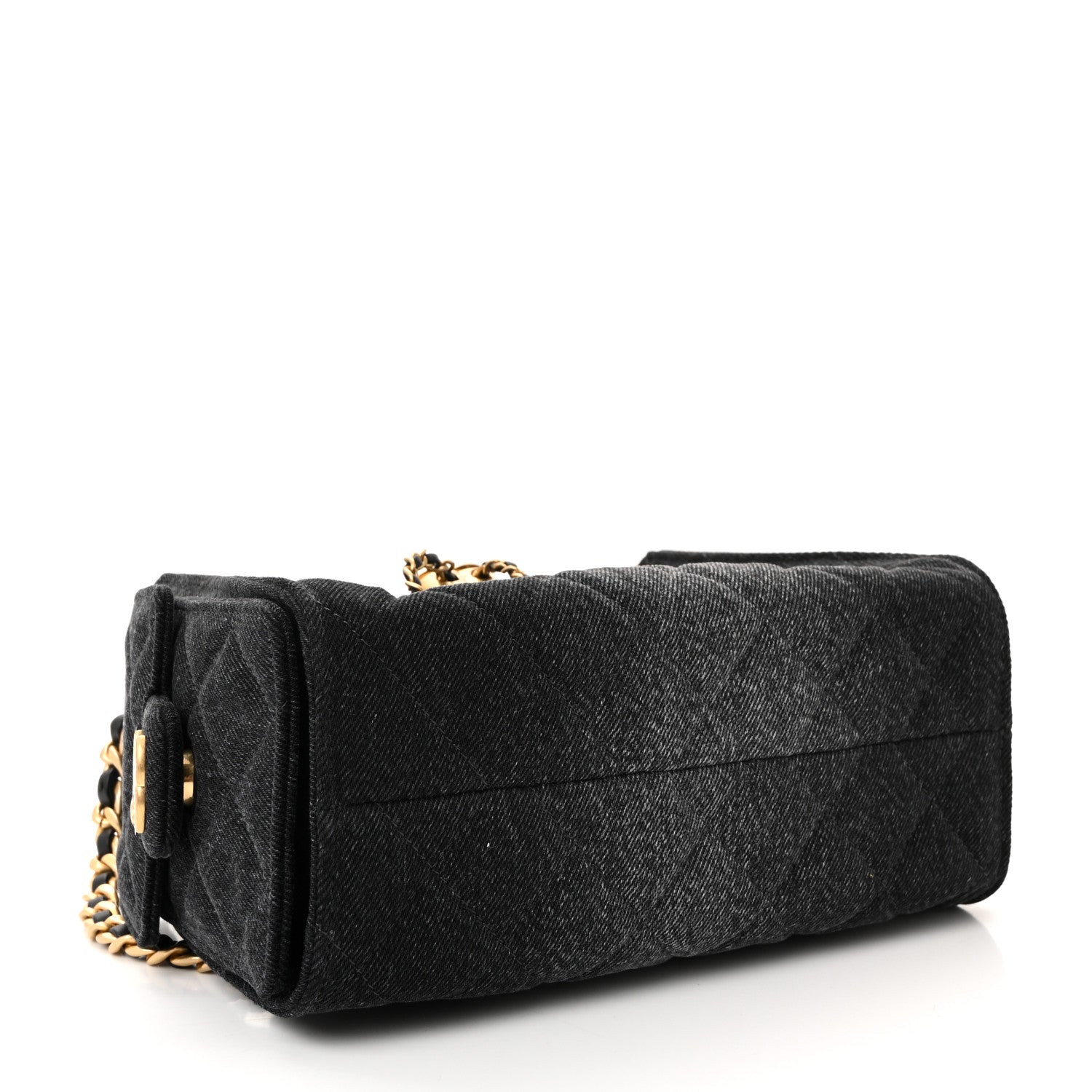 Washed Denim Quilted Mini Chanel 25 Handbag Black