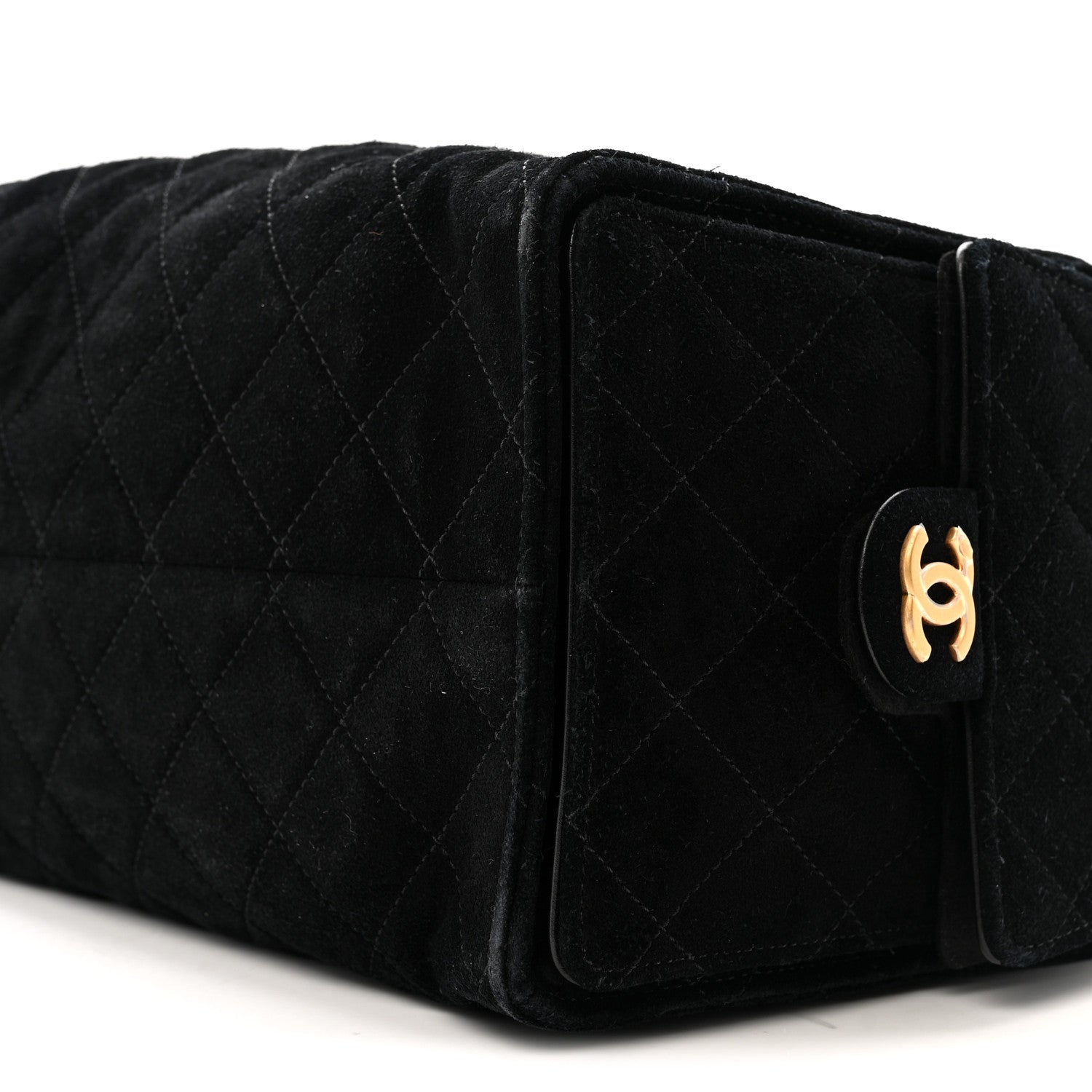 Suede Quilted Medium Chanel 25 Handbag Black