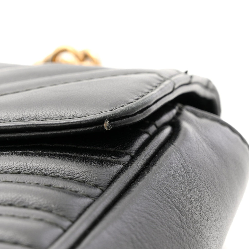 Calfskin Matelasse Small GG Marmont Shoulder Bag Black