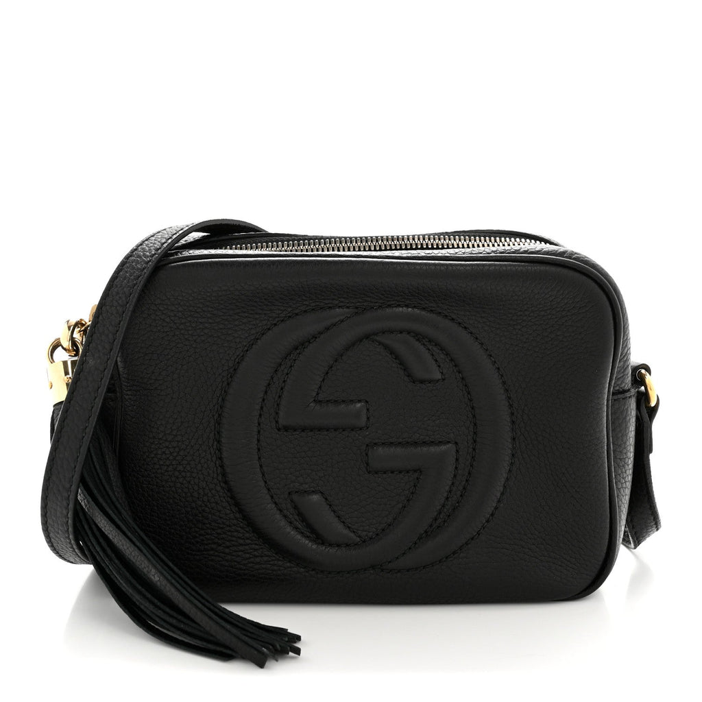 Pebbled Calfskin Small Soho Disco Bag Black