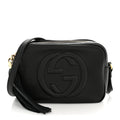 Pebbled Calfskin Small Soho Disco Bag Black