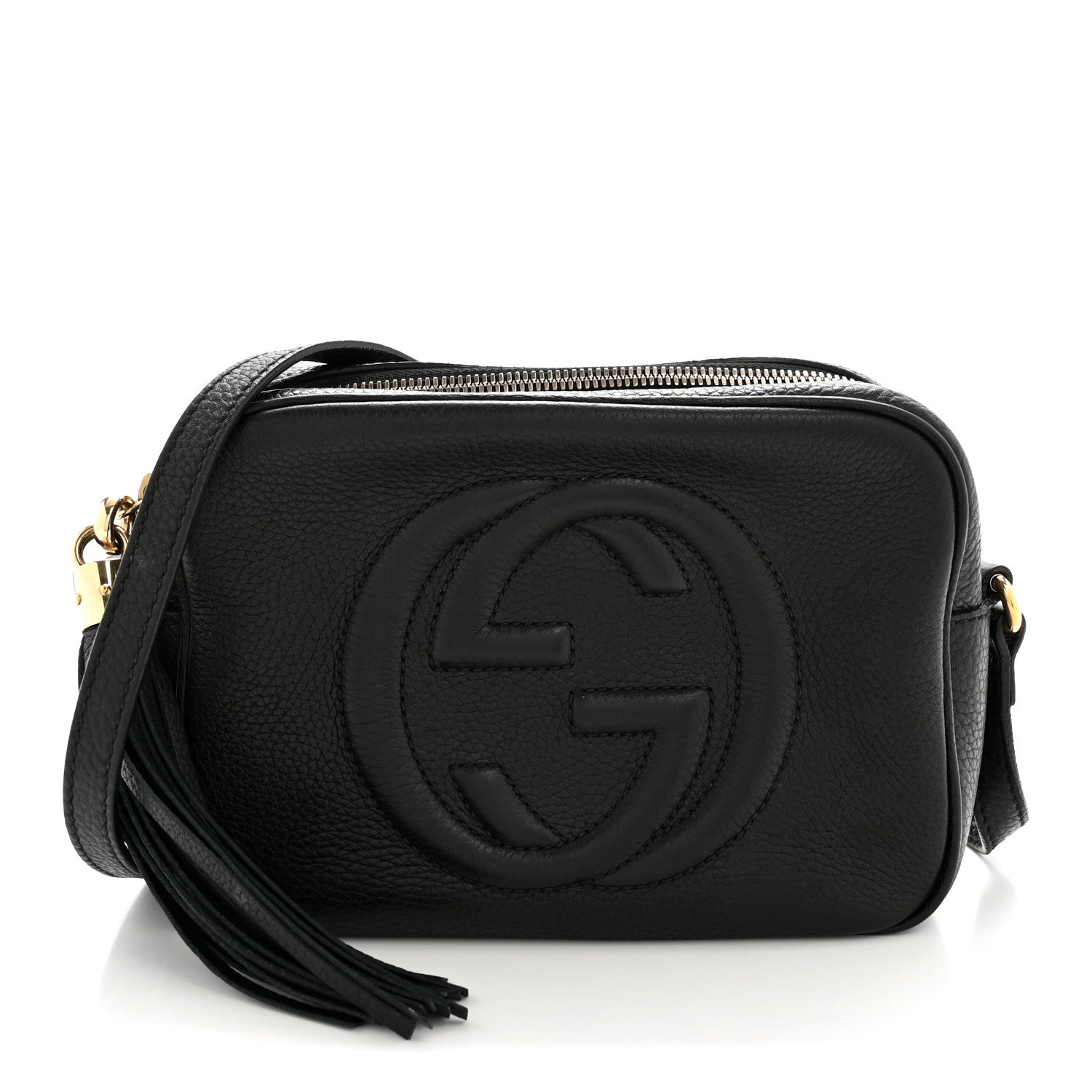 Pebbled Calfskin Small Soho Disco Bag Black