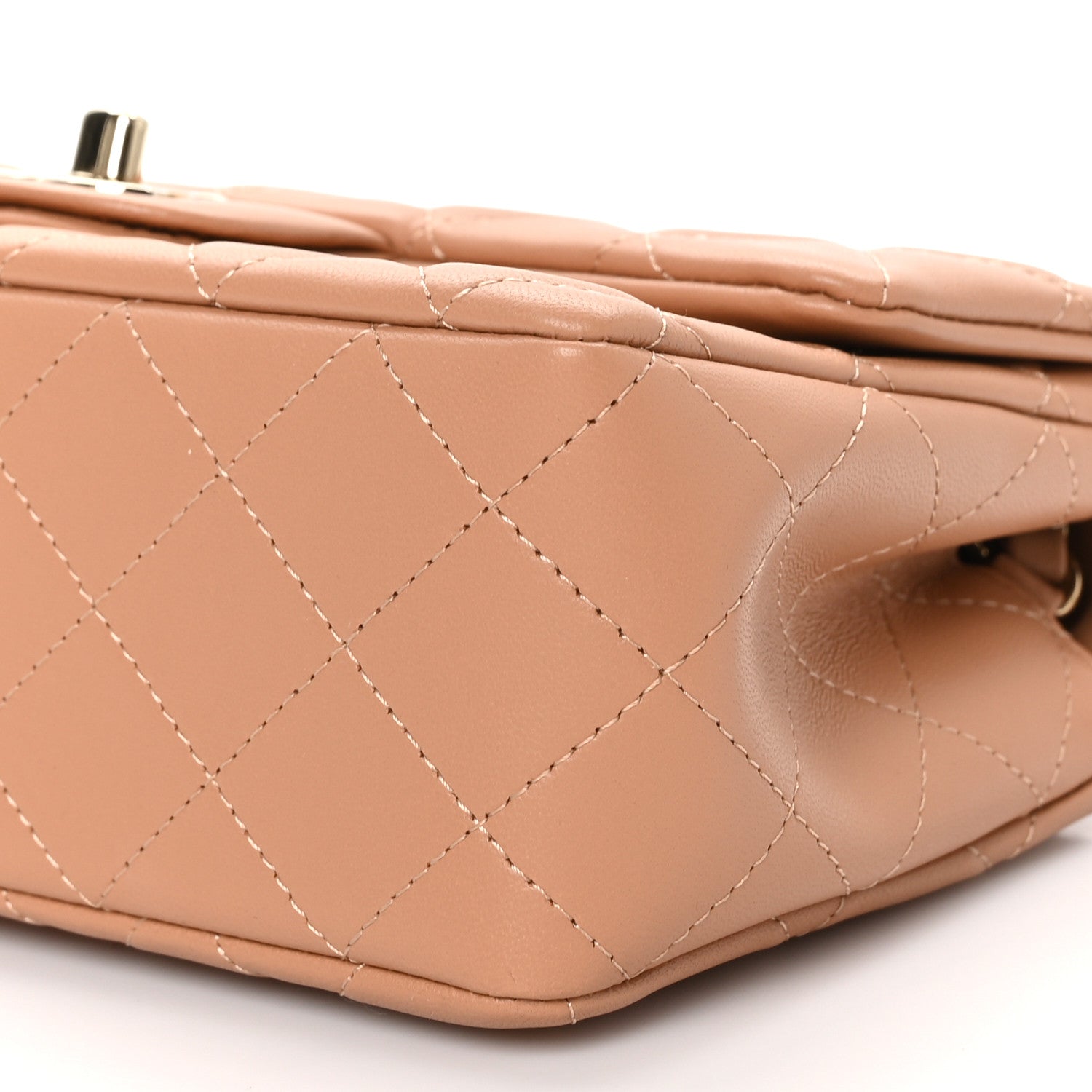 Lambskin Quilted Mini Rectangular Flap Brown