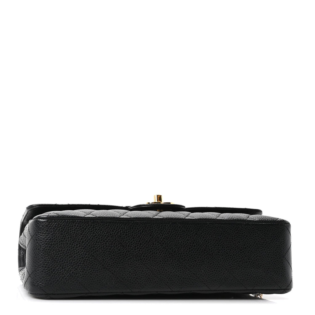 Caviar Quilted Medium Double Flap Black