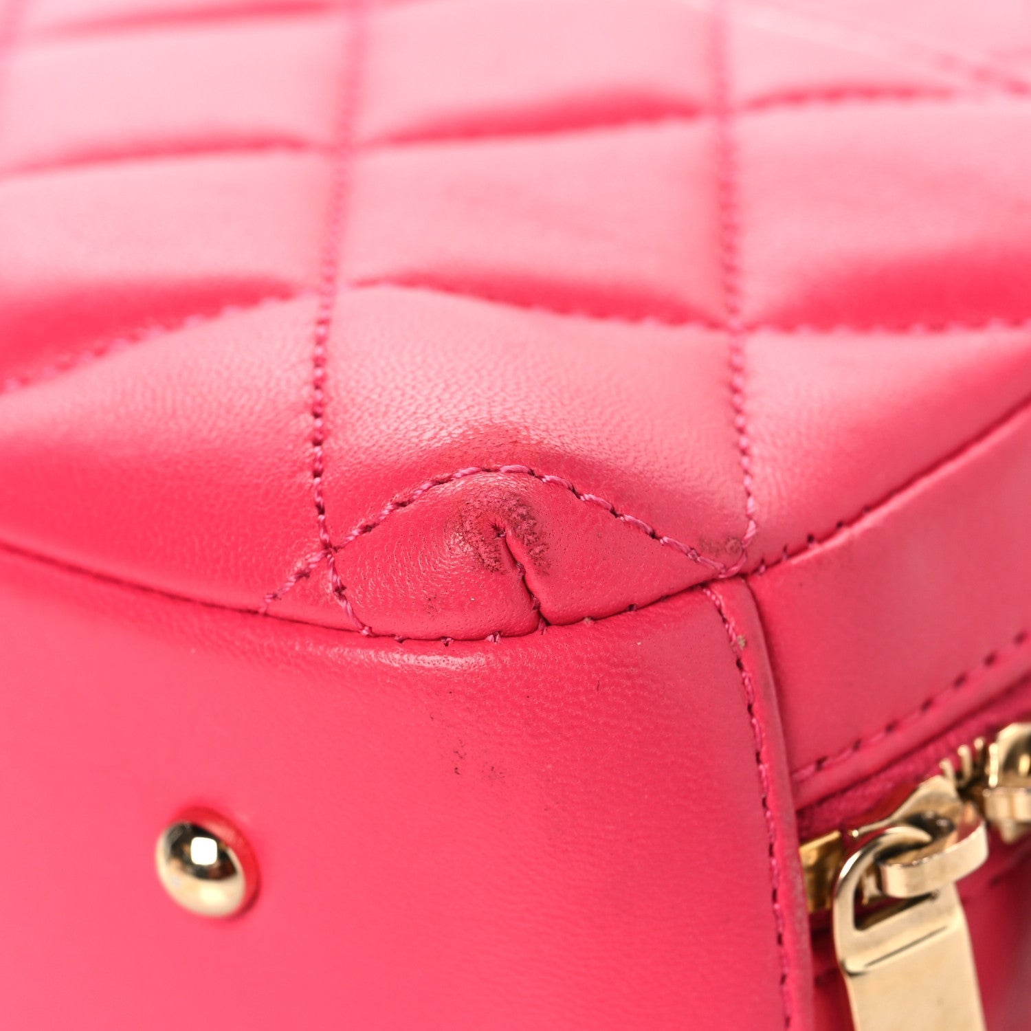 Lambskin Quilted Small Trendy CC Bowling Bag Pink