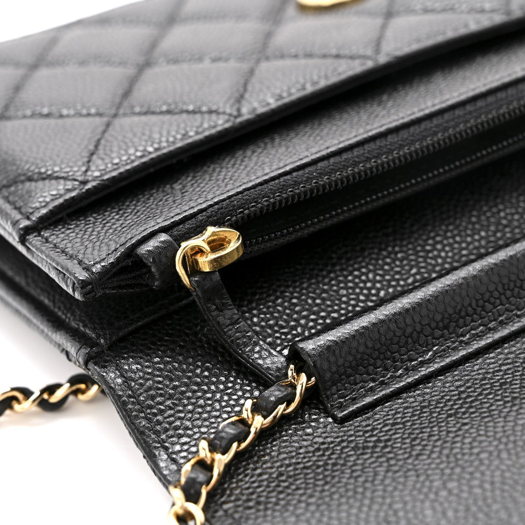 Caviar Quilted Miss Coco Wallet On Chain WOC Black