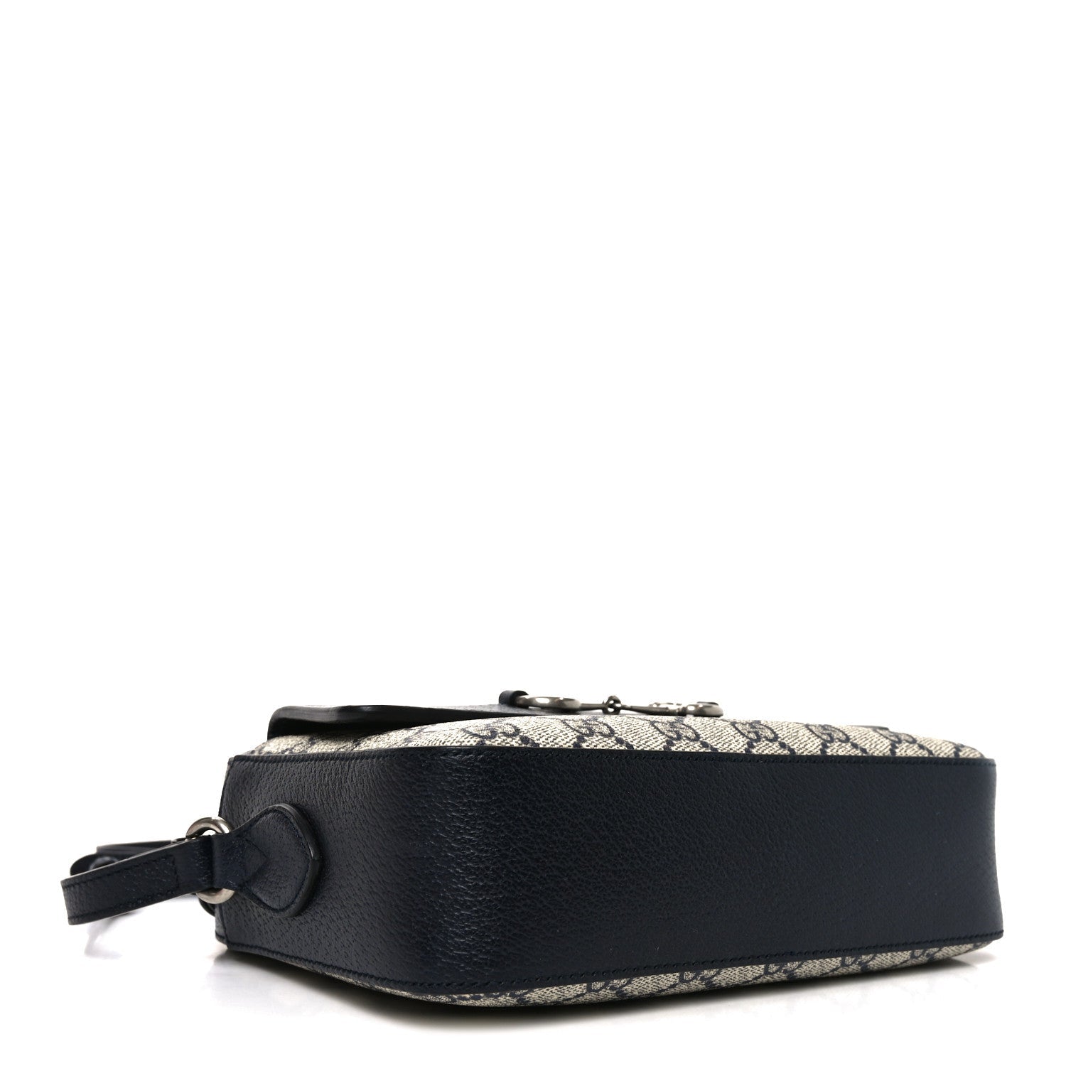 GG Supreme Monogram Textured Dollar Calfskin Small Horsebit 1955 Shoulder Bag Beige Blue