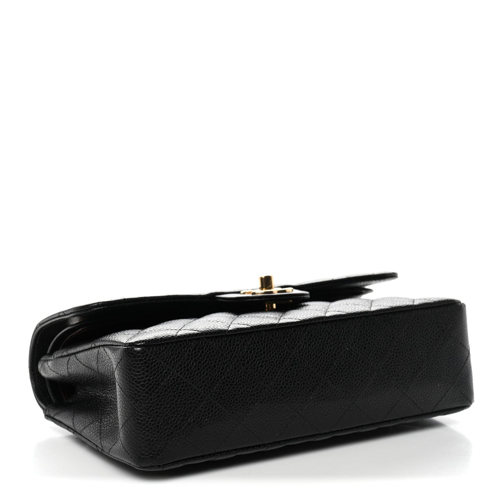 Caviar Quilted Small Double Flap Black