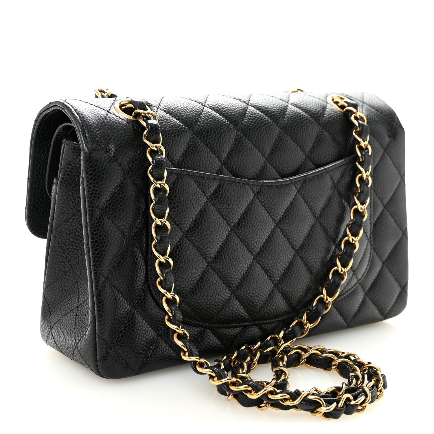 Caviar Quilted Small Double Flap Black