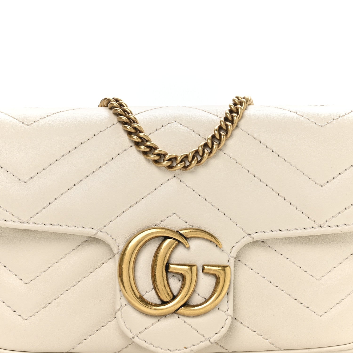 Calfskin Matelasse Super Mini GG Marmont Shoulder Bag White
