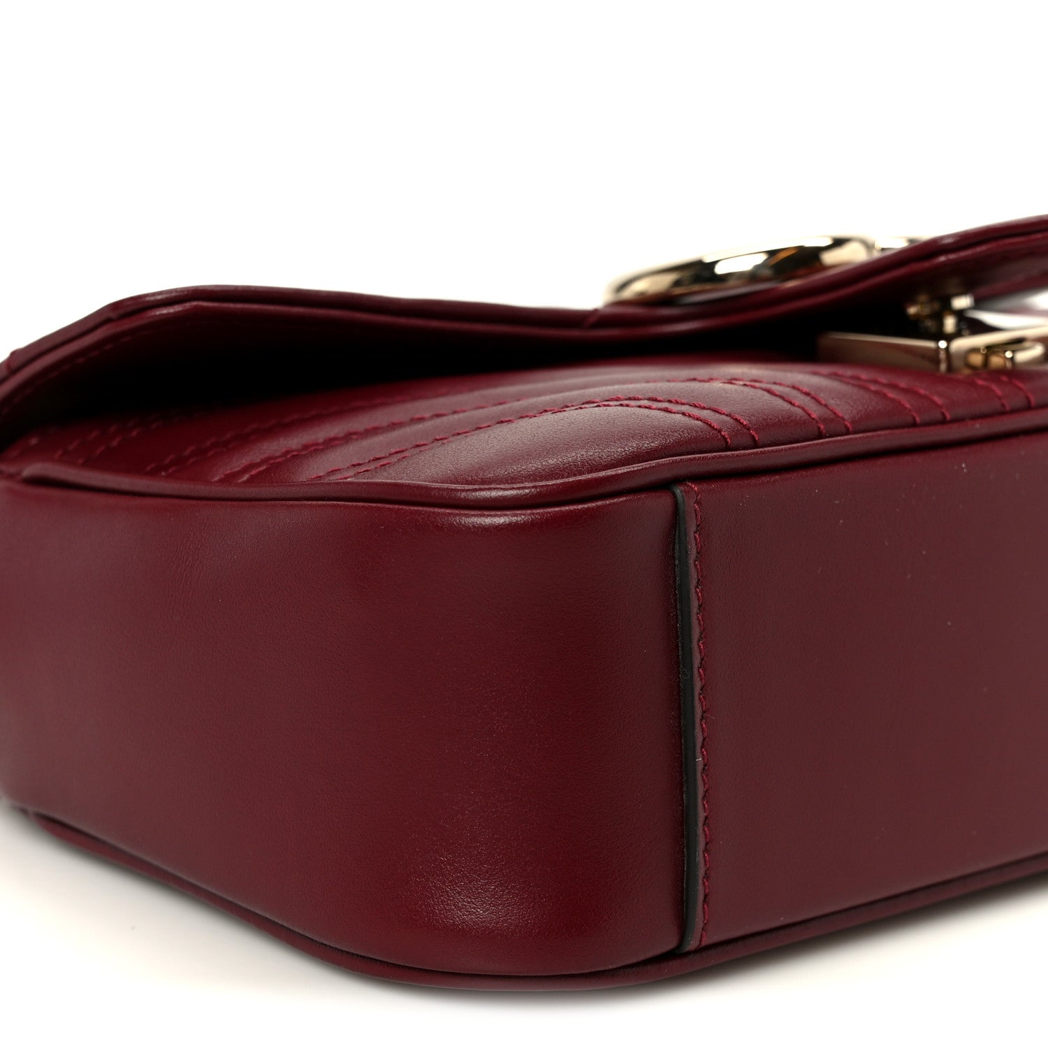 Calfskin Matelasse Small GG Marmont Shoulder Bag Rosso Ancora Red
