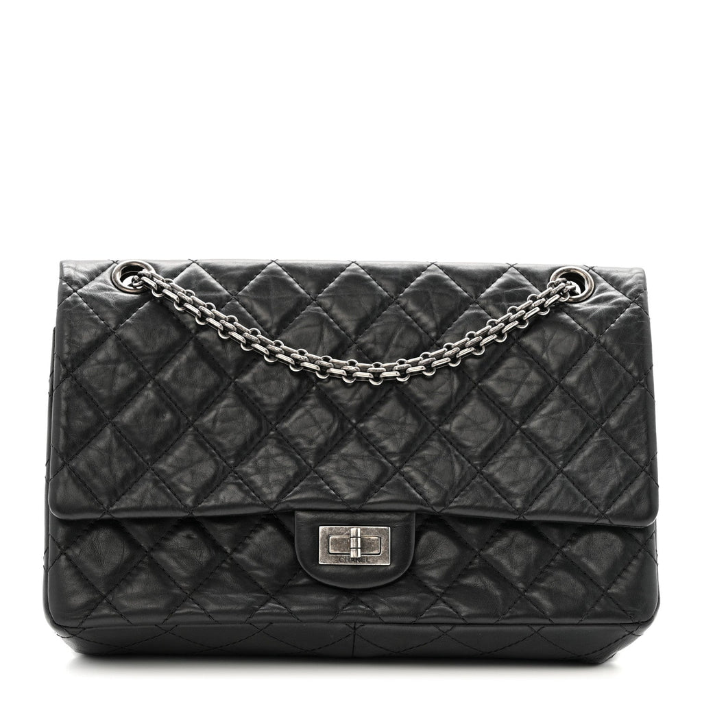 Aged Calfskin Quilted 2.55 Reissue 226 Flap Black