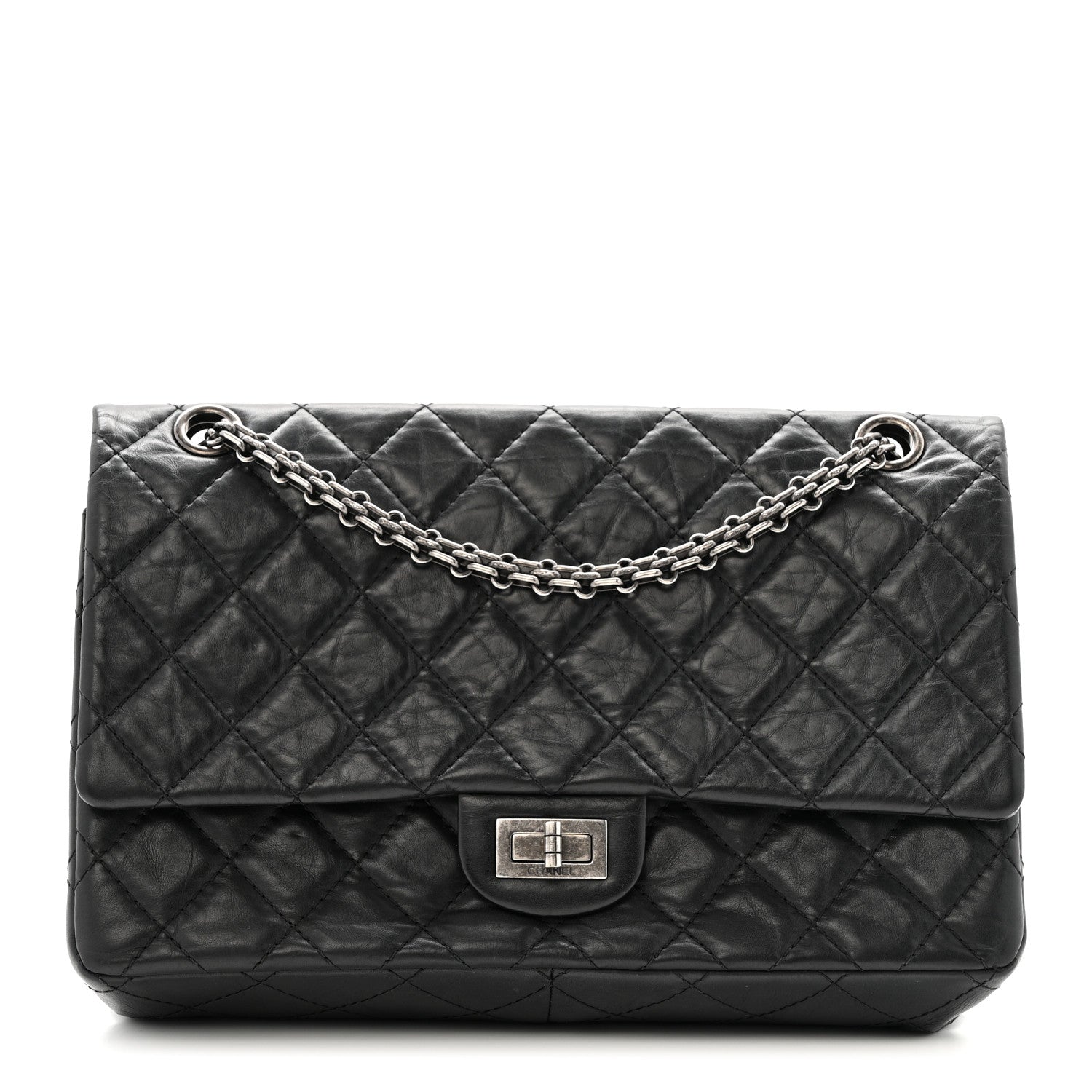 Aged Calfskin Quilted 2.55 Reissue 226 Flap Black